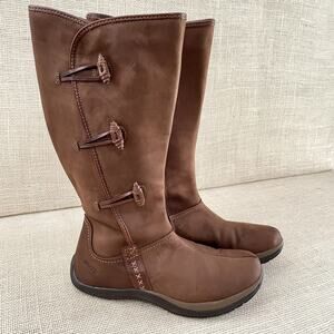 Kalso Earth Birch Boots, 14 in tall, Brownstone Suede, Leather Details, Ladies 9